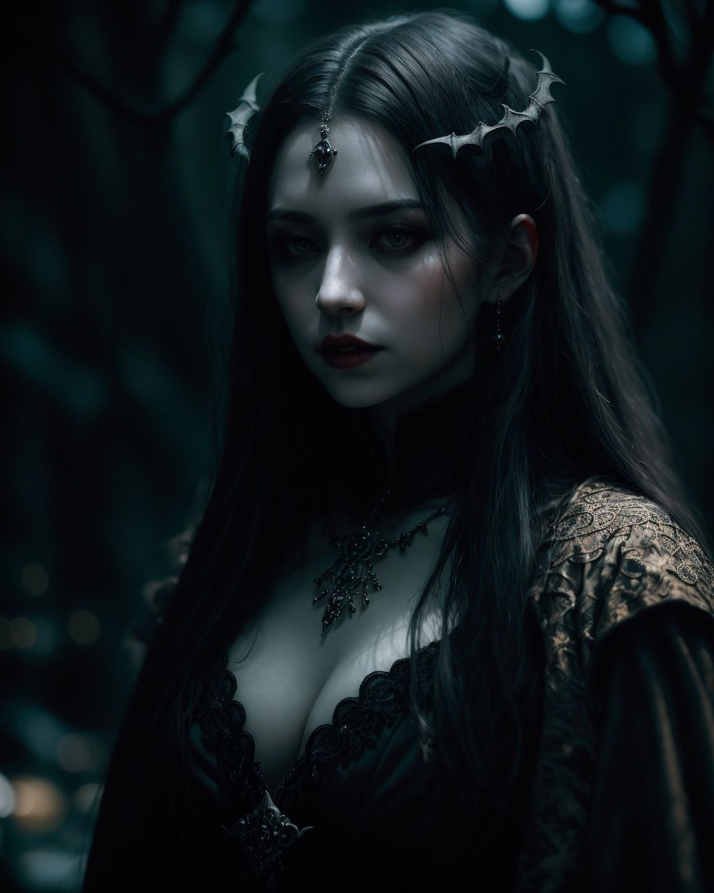 Vampire Queen,  backlit,  intricate details on Tensor.Art