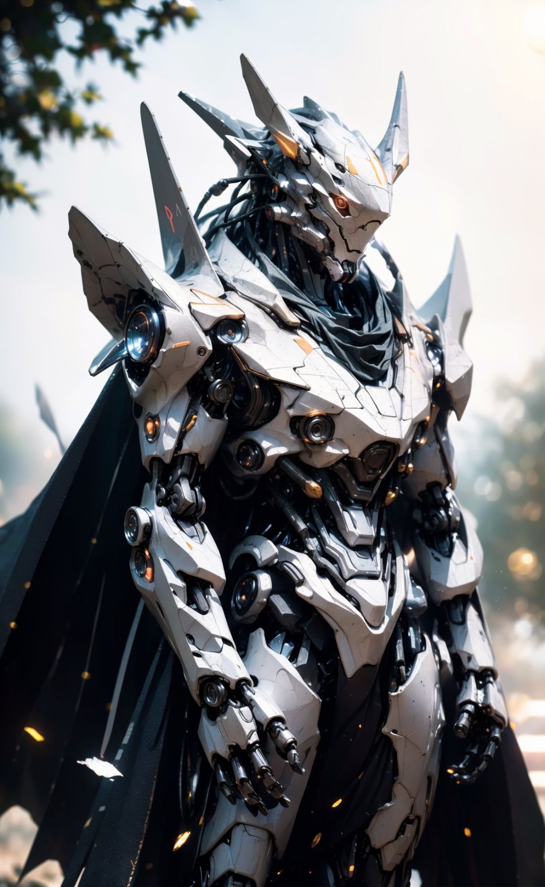 cgmech,  (realistic)solo,  white mecha robot on Tensor.Art