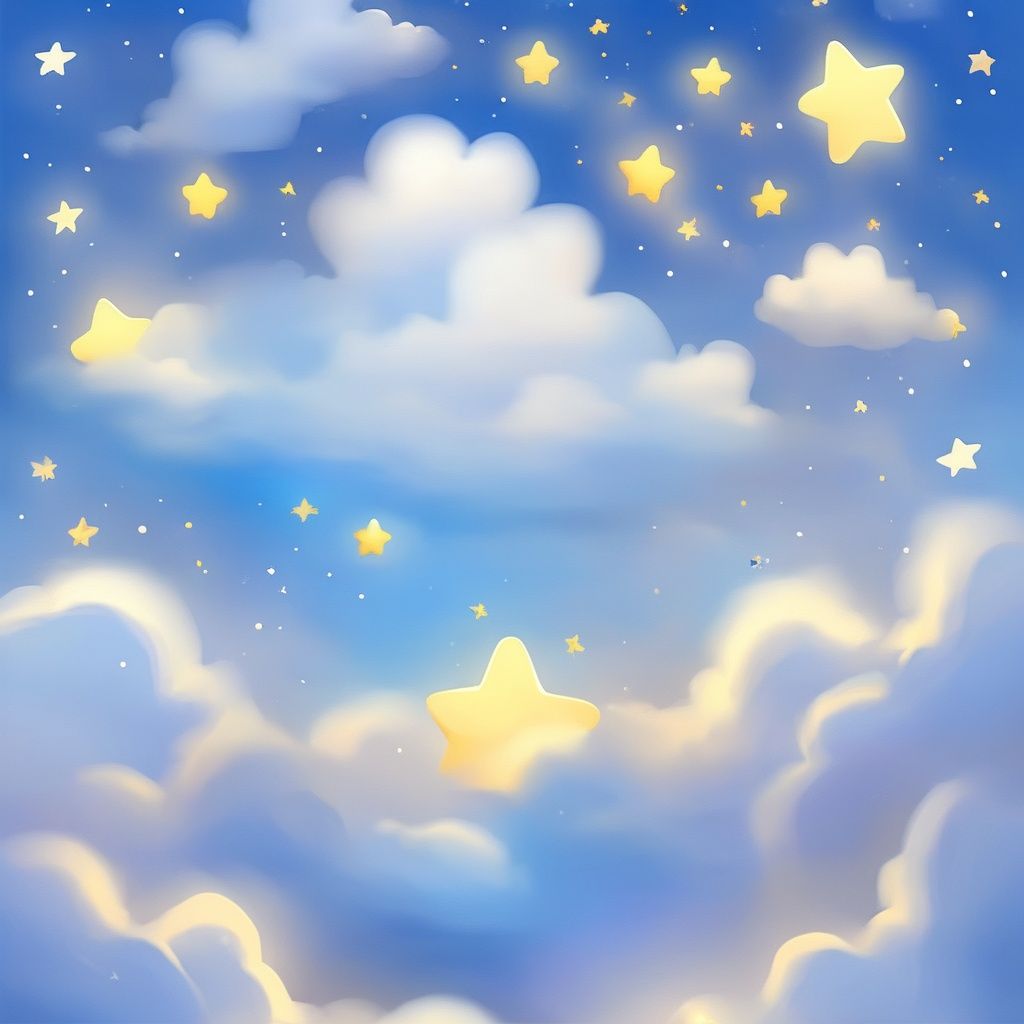 above the clouds,cloud,starble,glowing stars,nights,clouds and mist swirled around,caricature,cartoon,star,starlight,<lora:star:1>,