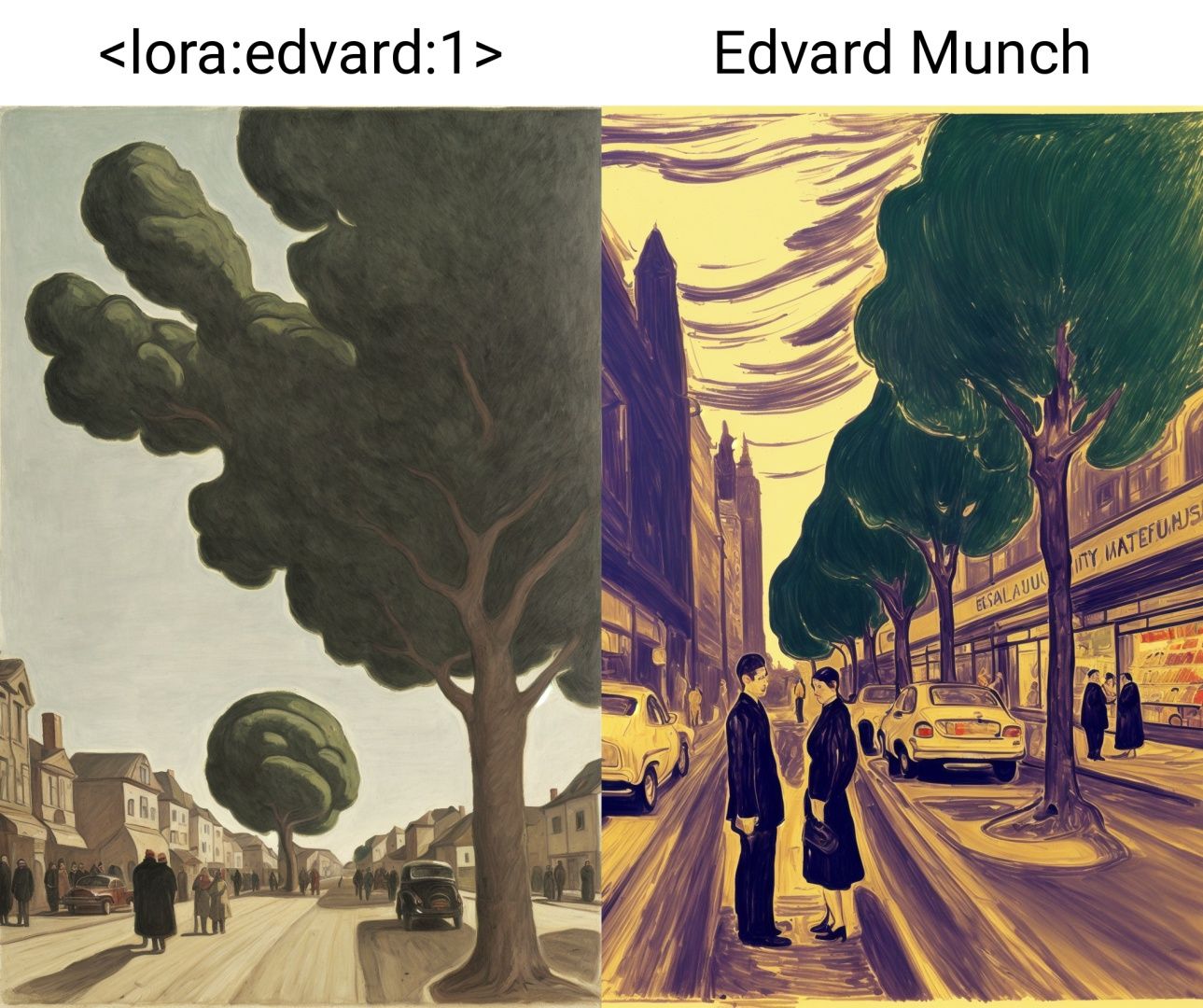 <lora:edvard:1>,em,city street,store,cars,people,tree