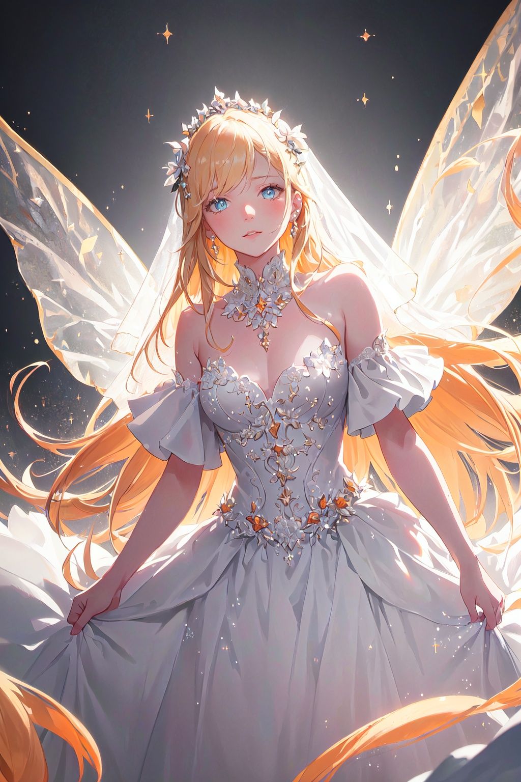 Story,  sparkling beautiful eyes,  blonde hair on Tensor.Art