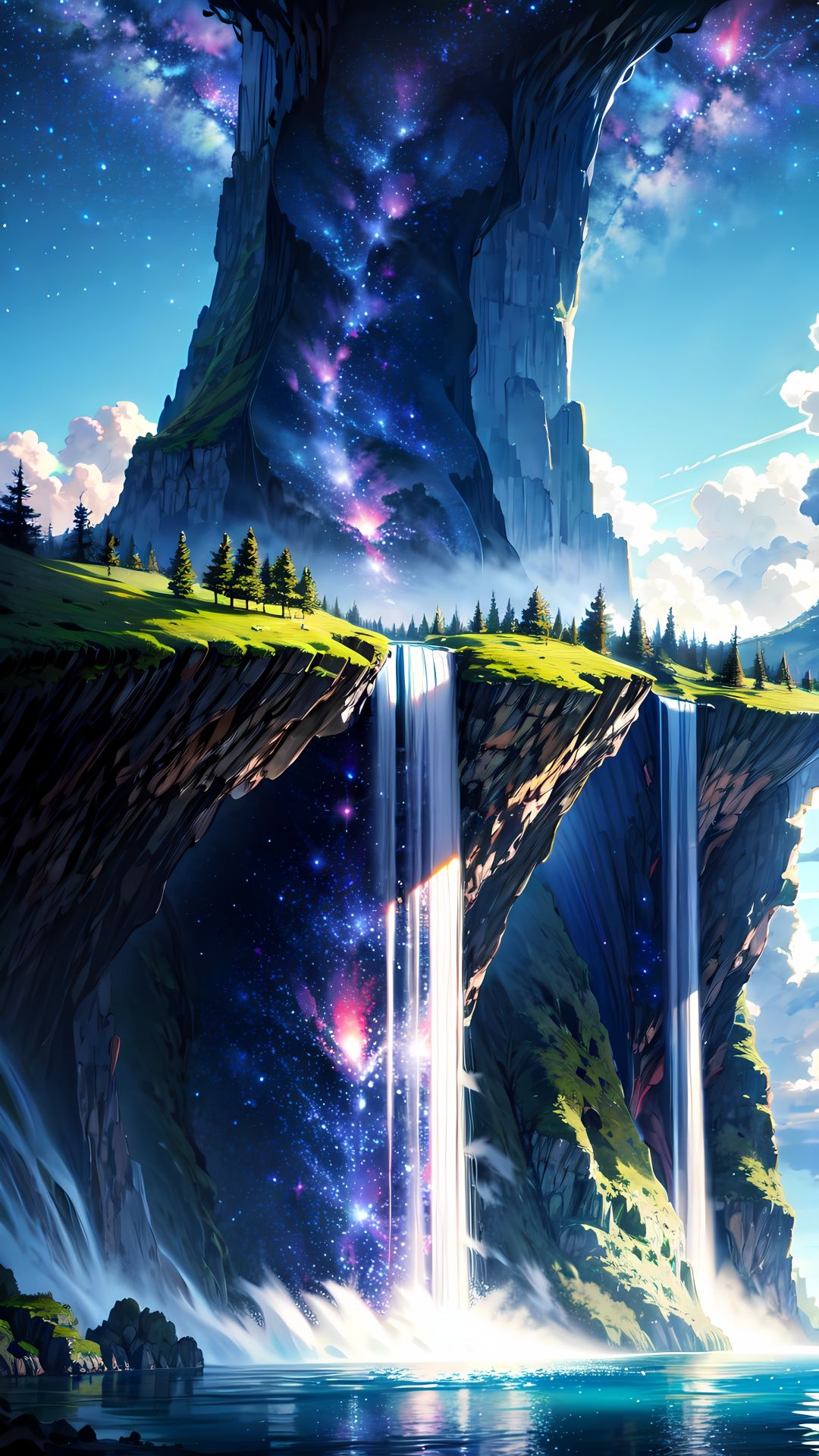 galaxy sky,  big tree,  dramatic atmosphere on Tensor.Art
