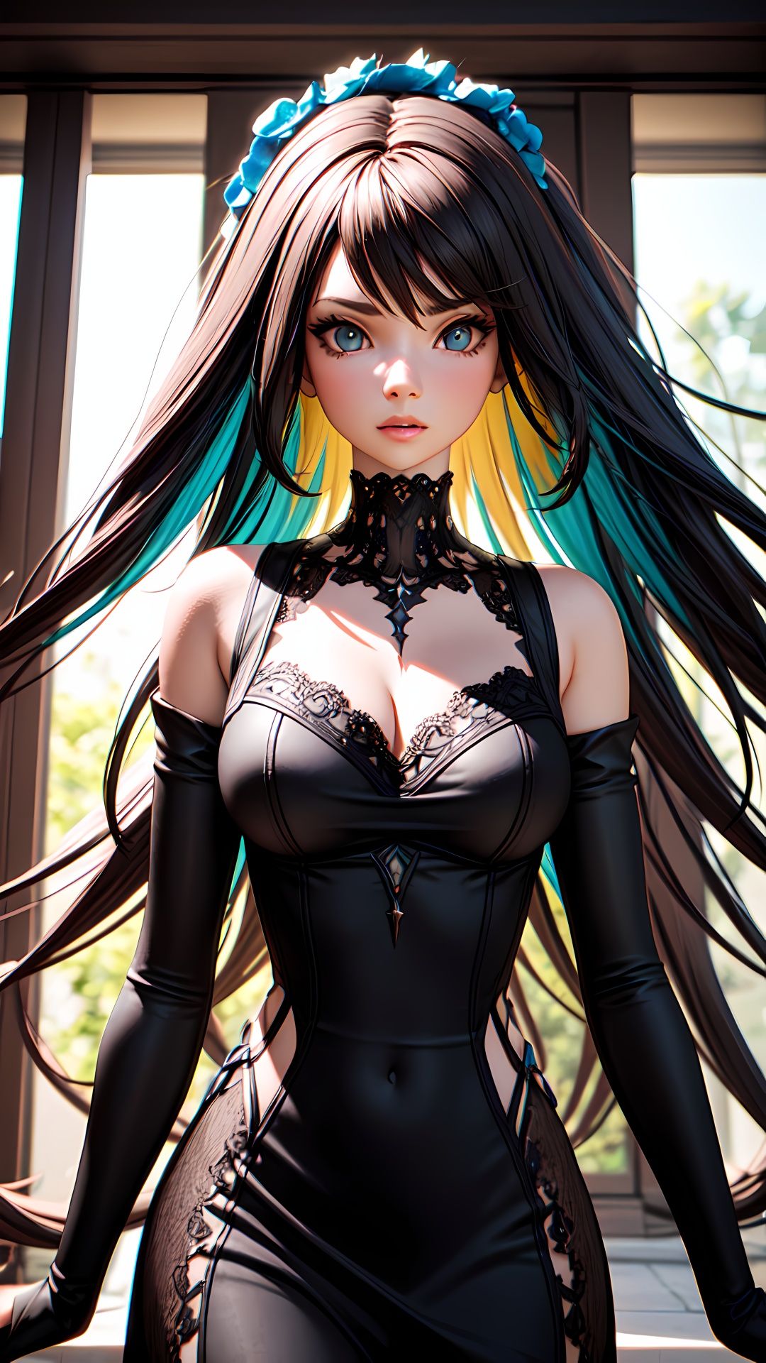 a beautiful woman,  peach hair,  Surrounded by trees on Tensor.Art