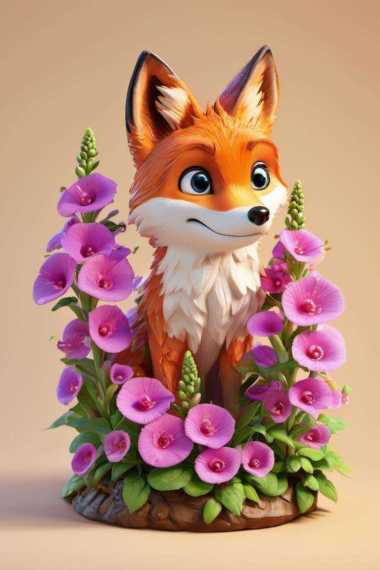 3D style,(masterpiece, best_quality, ultra-detailed:1.3), epic, illustration, welcoming,3d render, Foxglove, <lora:3d_render_style_xl:0.8> 