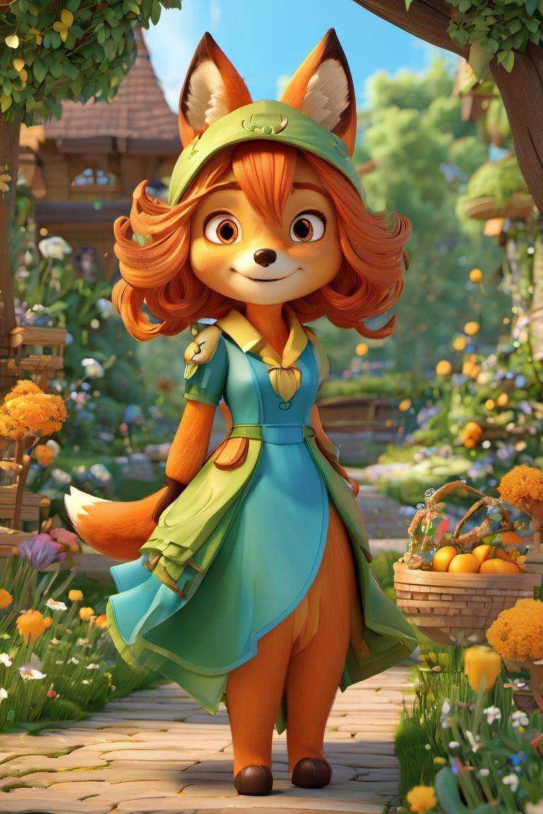 3D style,(masterpiece, best_quality, ultra-detailed:1.3), epic, illustration, welcoming,3d render, foxgirl,1girl,solo, <lora:3d_render_style_xl:0.8> 