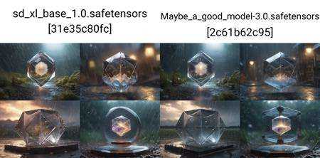 time crystal floating in magnetic containment field in the rain,  realistic,  desolate on Tensor.Art