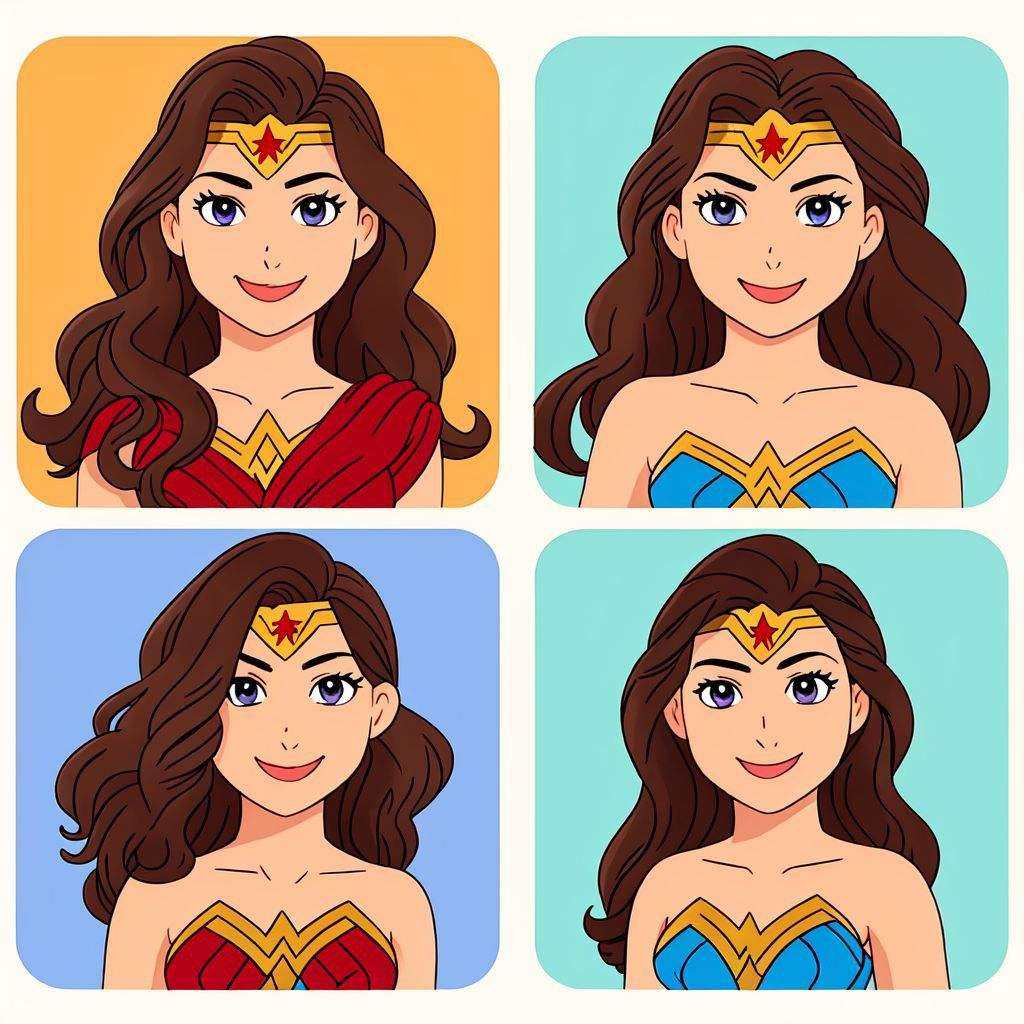 Gal Gadot as wonderwoman stickers ,  Very detailed,  clean on Tensor.Art