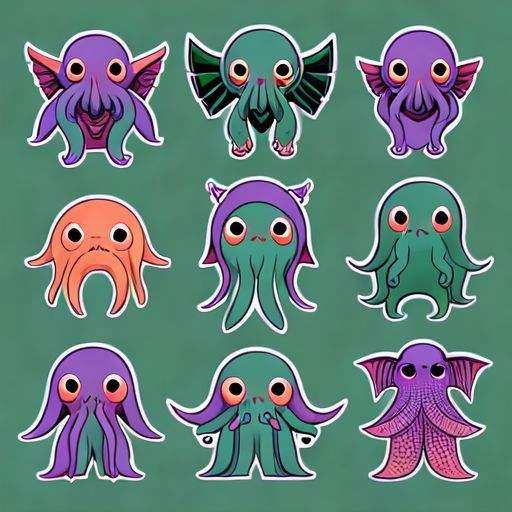 Cthulhu stickers ,  Very detailed,  clean on Tensor.Art