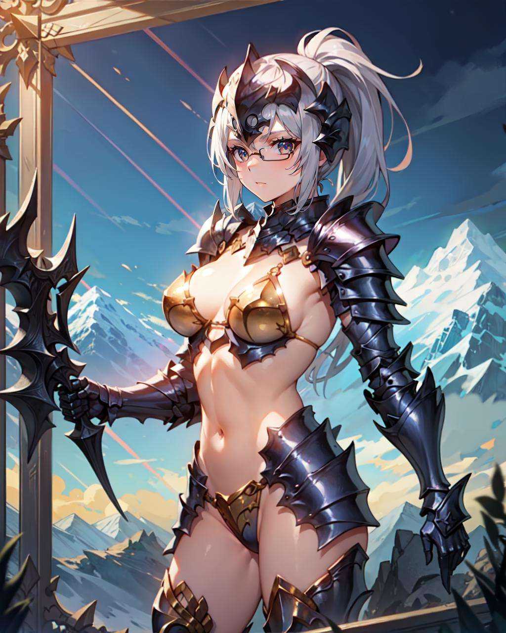 1girl,  gold bikini armor,  helm on Tensor.Art