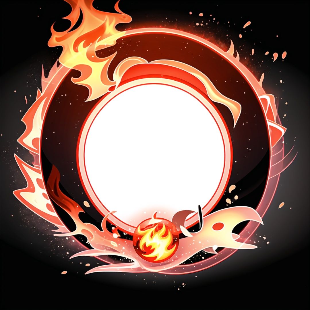 circle rounded avatar frame, in flame, electric, lightnig, ultra detailed, intricate, white background, simple background,circleframe
