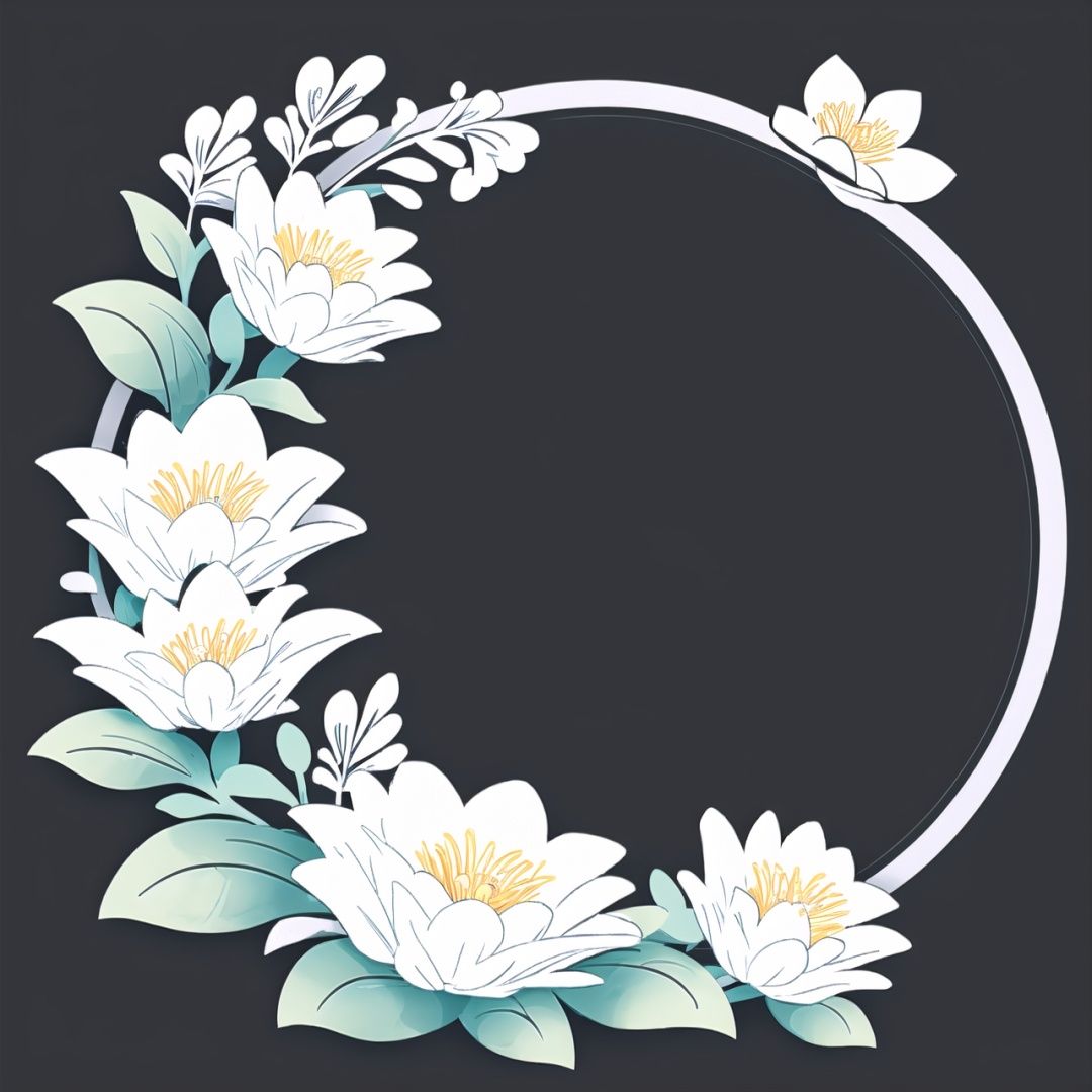 circle rounded avatar frame, in flowers, ultra detailed, intricate, white background, simple background,circleframe