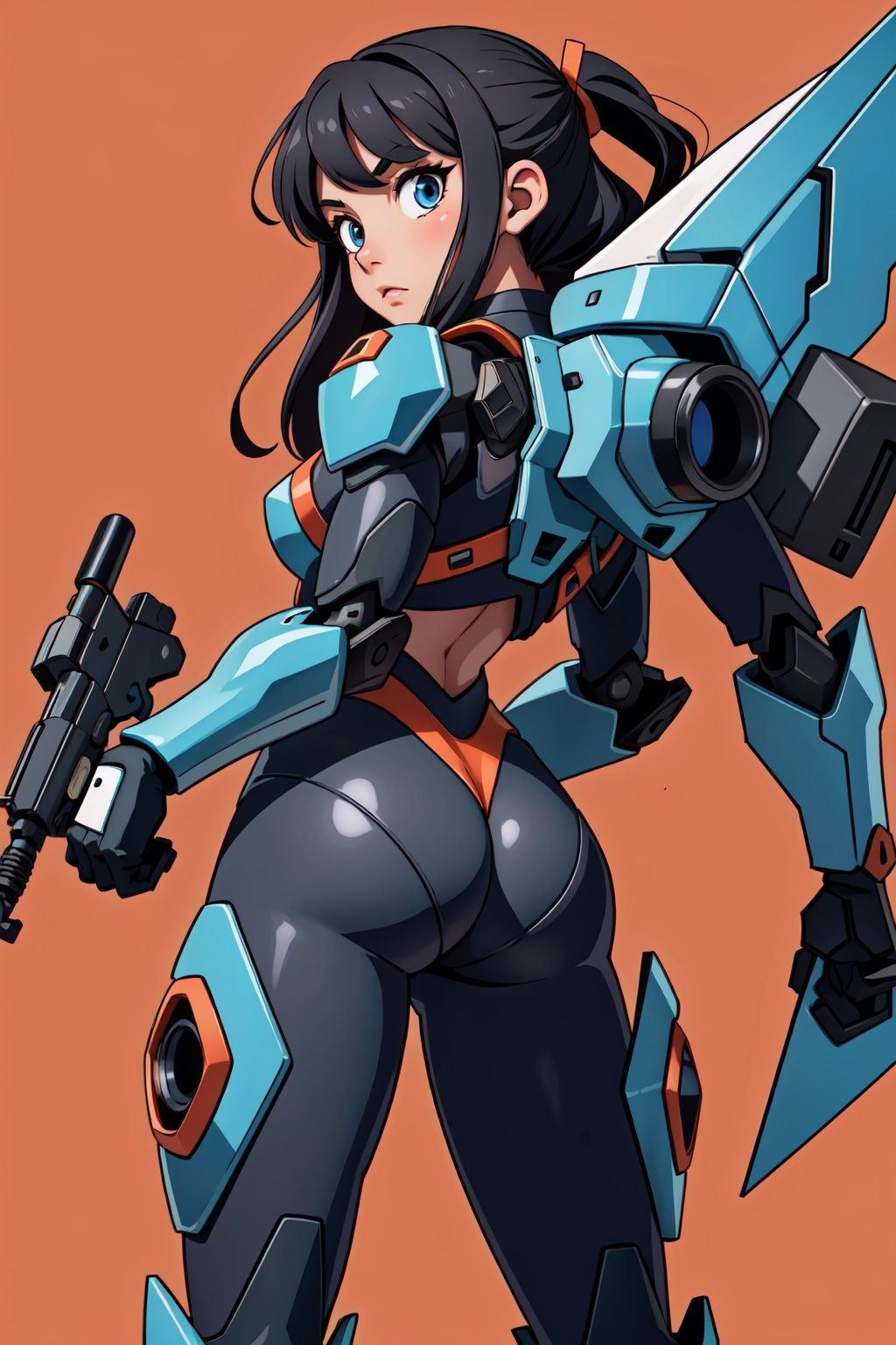 1girl,  black mecha suit,  minimalism on Tensor.Art
