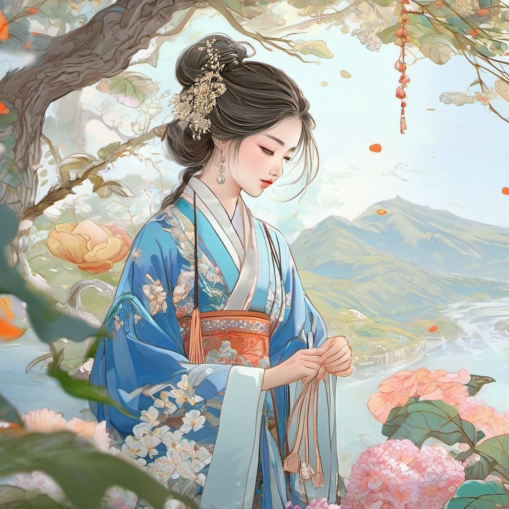 guofeng,illustration,1girl,extremely detailed,best quality,highly detailed,an extremely delicate and beautiful,8k wallpaper,Amazing,finely detail,official art,<lora:国风插画SDXL:0.9>,