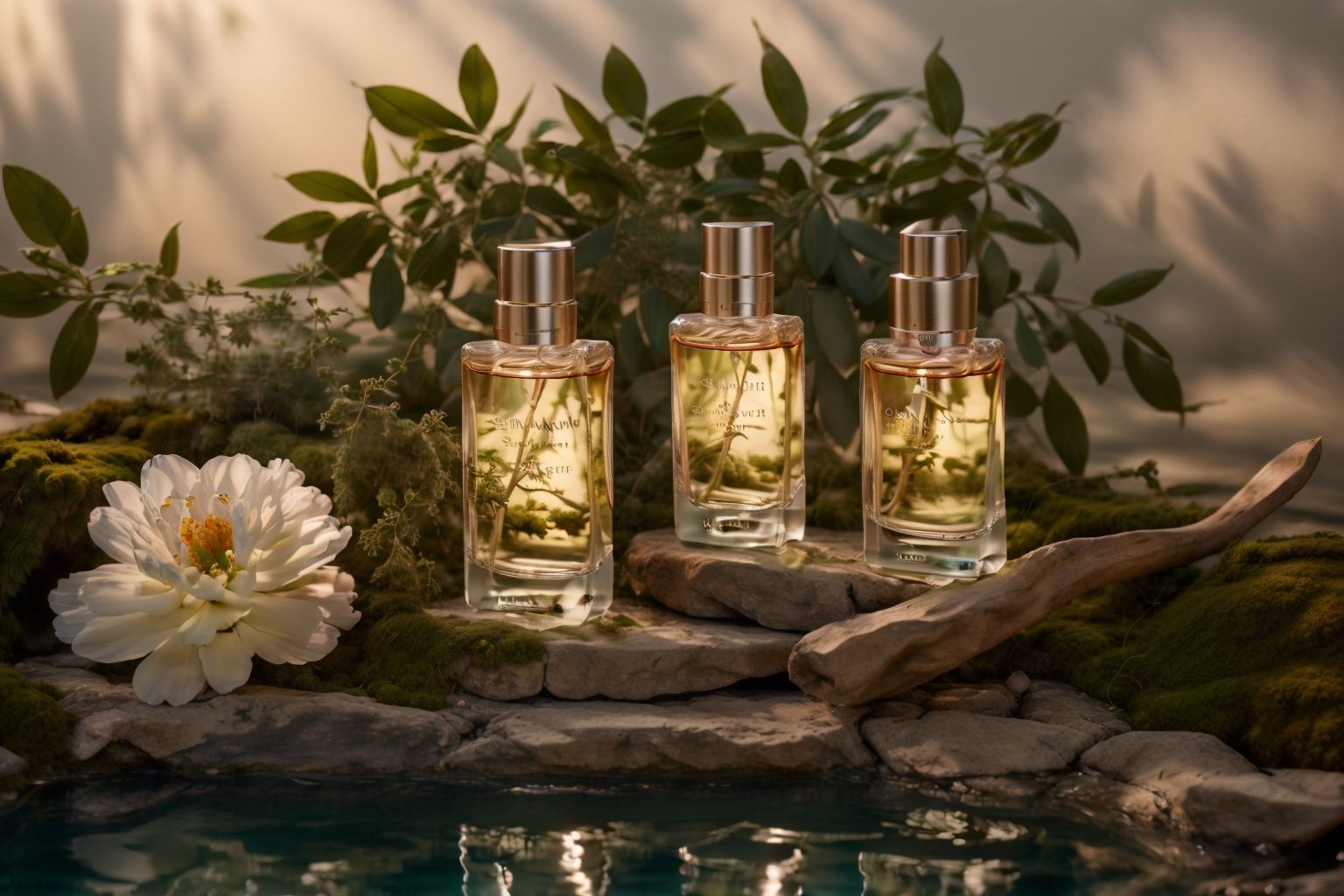 best best quality,high quality,simple simple background,,
photography,8k uhd,dslr,soft lighting,film grain,Fujifilm XT3,light spot,depth of field,
perfume,essential oil,cosmetics,romantic,essential oil,flower,sunbeam,forest,vegetation,moss,pool,