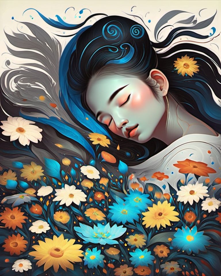 qimeng,1girl,sleep,flowers