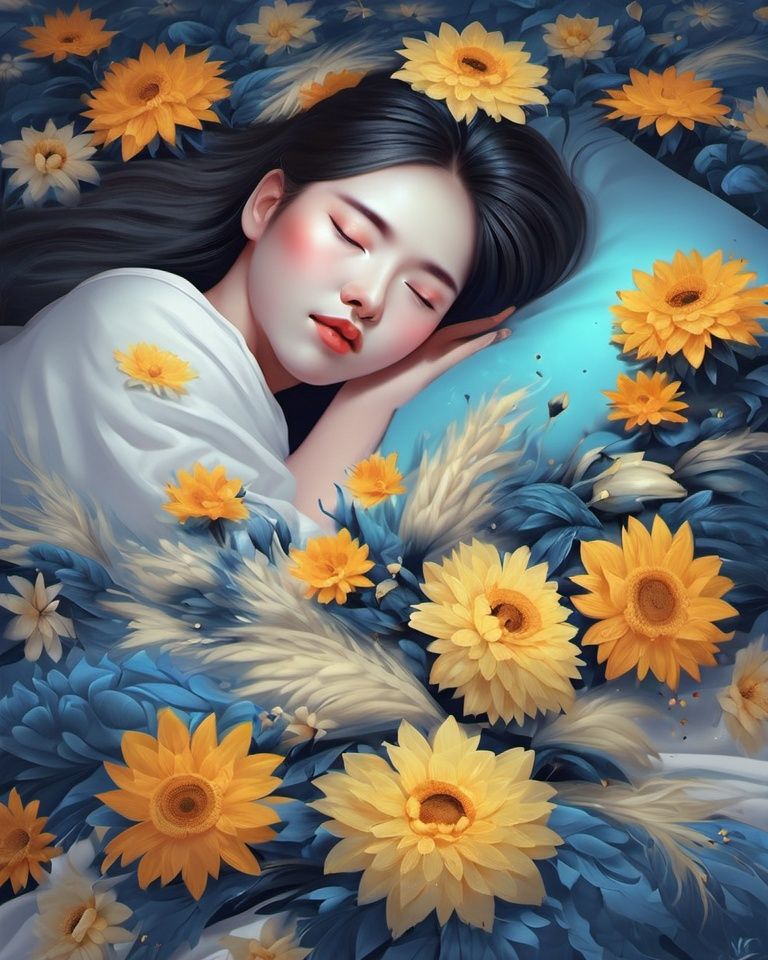 qimeng,1girl,sleep,flowers