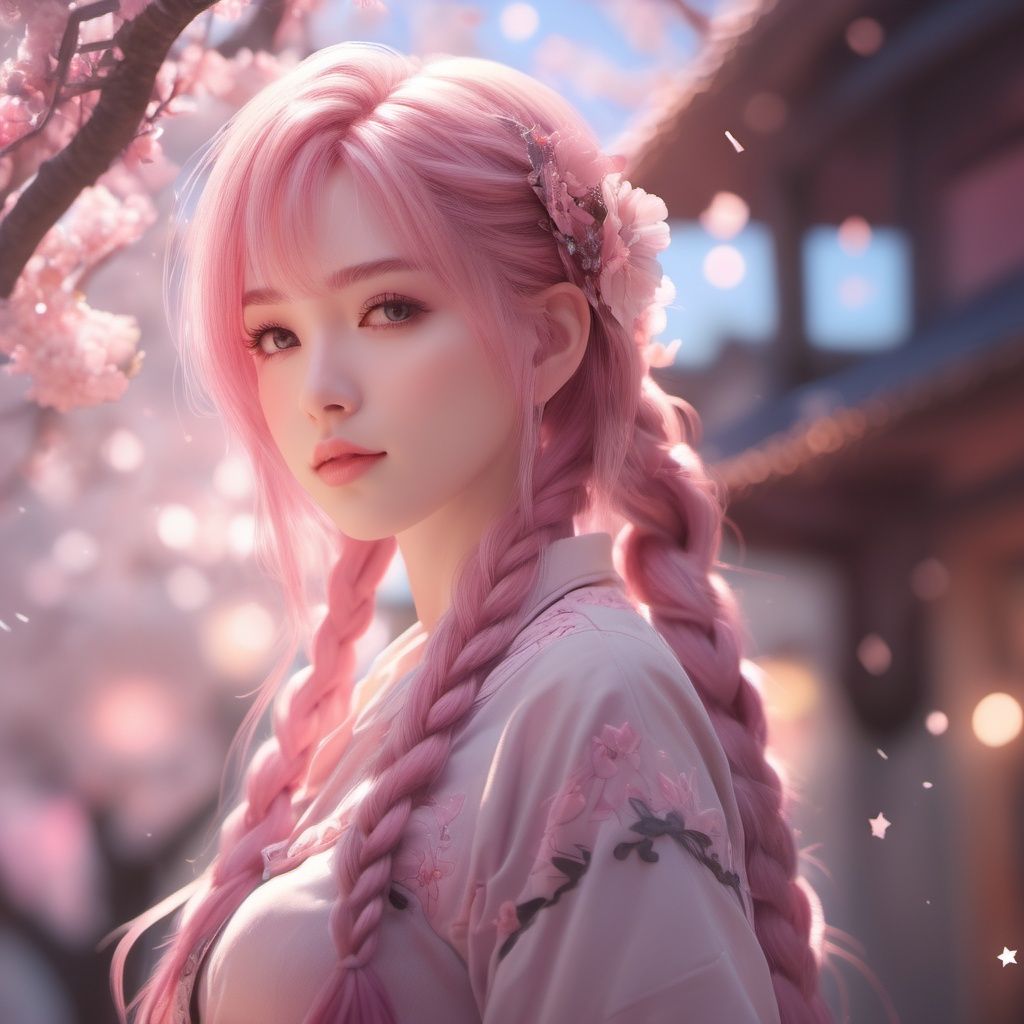 extremely detailed CG unity 8k wallpaper,masterpiece, best quality, ultra-detailed), (best illumination, best shadow, an extremely delicate and beautiful), dynamic angle, floating, finely detail, Depth of field (bloom), (shine), glinting stars, (painting), (sketch), huazi, anime, 2D, girl,braid, ahoge, pink hair,hide hand,1girl