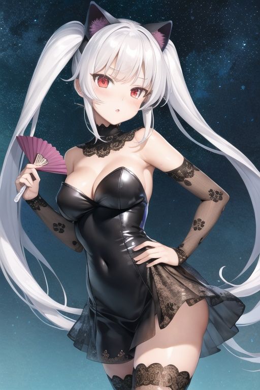 Flower-pattern see-through black dress，转载，原作者Akito by 愚昧者 on Tensor.Art