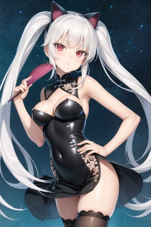 Flower-pattern see-through black dress，转载，原作者Akito by 愚昧者 on Tensor.Art
