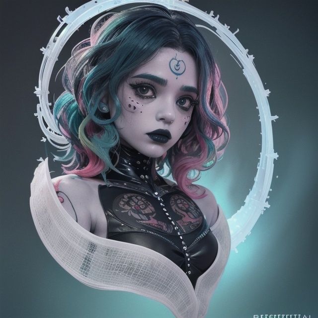 littile ghost in sea envirement ,  (skin traits). It can include wearing clothing ( full body tatto) ( black dusty skin)....