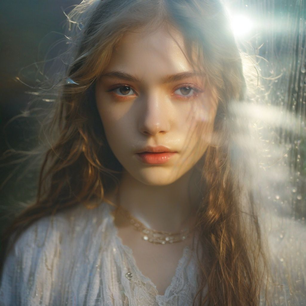 <lora:SDXL_Overlighting:1.2>,real world,(hyperrealism:1.1),(the world of glass:1.3),(scales of extreme detail:1.3),best quality,dingdall effect,1girl,fog,(sunlight exposure:1.3),(sunlight through the hair:1.3),long hair,sweat,(look looking at viewer:1.3),(wound:1.2),scab,damage,(colorful glass:1.2),holy light,cross,(dazzle light:0.9),big eyes,double eyelid,light makeup,white skin,