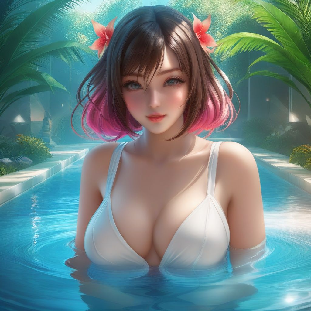 masterpiece, best quality, masterpiece,best quality,official art,extremely detailed CG unity 8k wallpaper, game_cg,sakimichan, detailed face, 1girl, pool ,<lora:sdxl:0.7>