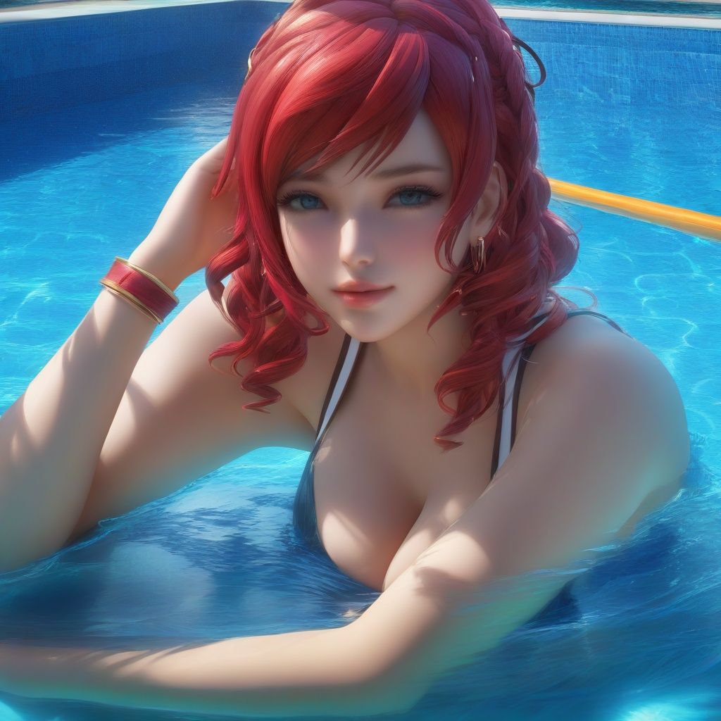 masterpiece, best quality, masterpiece,best quality,official art,extremely detailed CG unity 8k wallpaper, game_cg,sakimichan, detailed face, 1girl, pool , <lora:sdxllora-000006:1>