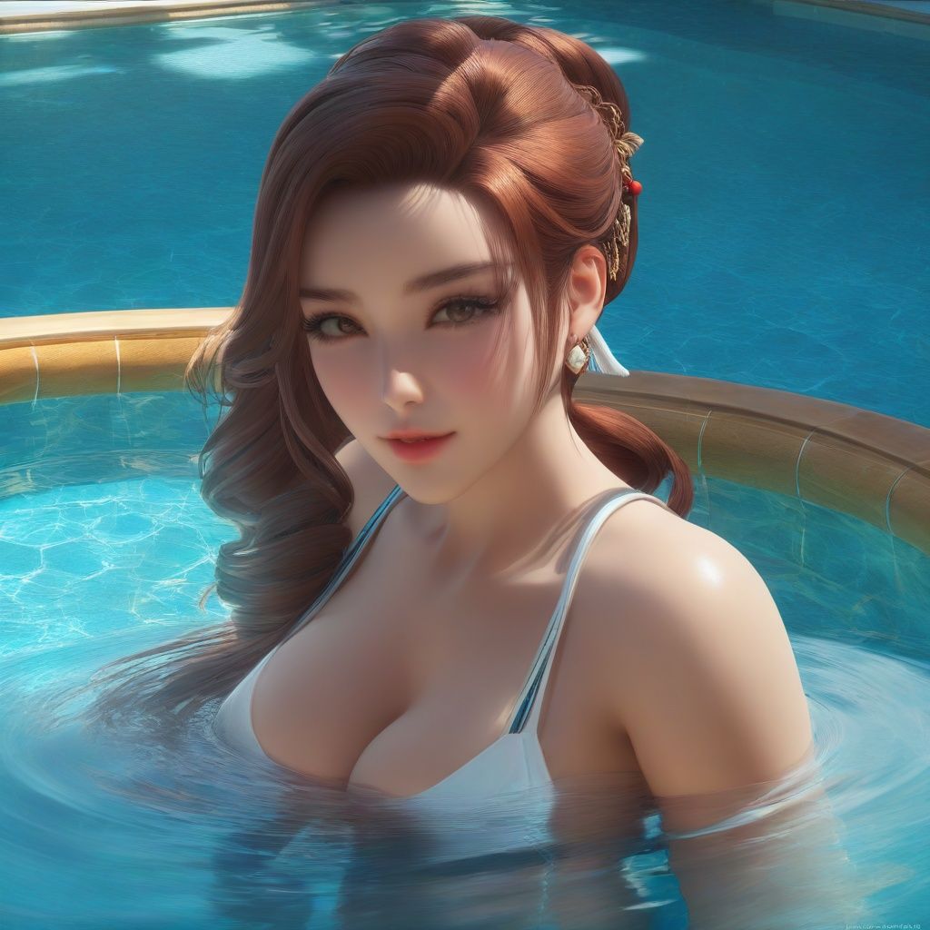 masterpiece, best quality, masterpiece,best quality,official art,extremely detailed CG unity 8k wallpaper, game_cg,sakimichan, detailed face, 1girl, pool , <lora:sdxllora-000006:1>