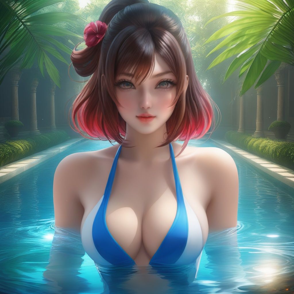 masterpiece, best quality, masterpiece,best quality,official art,extremely detailed CG unity 8k wallpaper, game_cg,sakimichan, detailed face, 1girl, pool ,<lora:sdxl:0.7>
