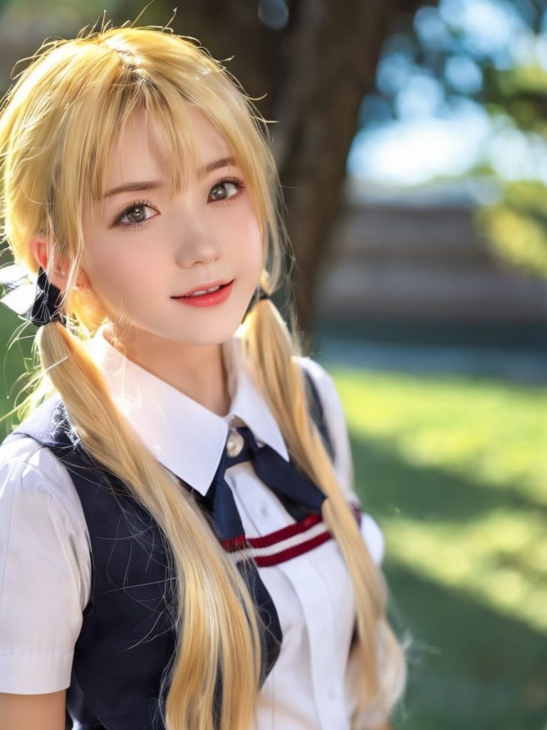 (8k, RAW photo, best quality, masterpiece:1.2),(realistic, photo-realistic:1.4), ultra-detailed, extremely detailed cg 8k wallpaper,(crystalstexture skin:1.2), (extremely delicate and beautiful),1girl, serafuku, school_uniform, solo, long_hair, skirt, blonde_hair, twintails, looking_at_viewer