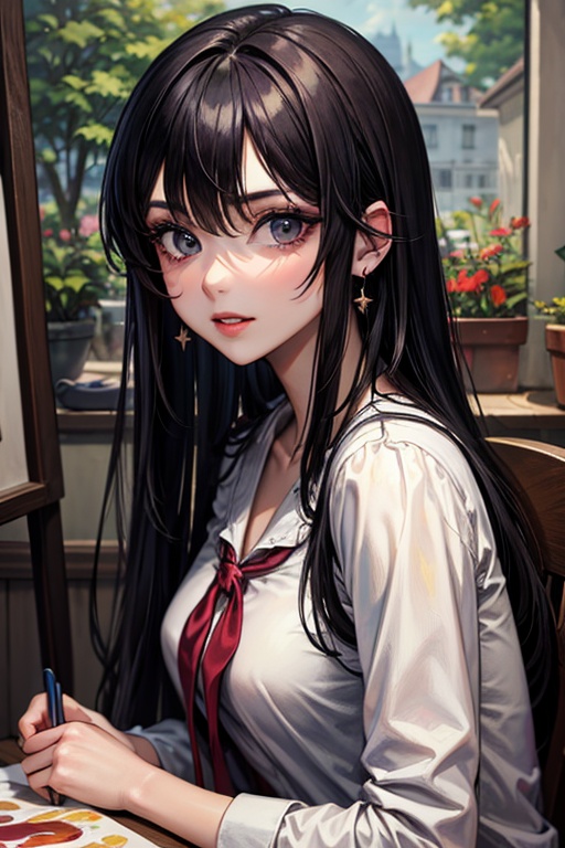 a girl,  masterpiece,  oil paint style on Tensor.Art