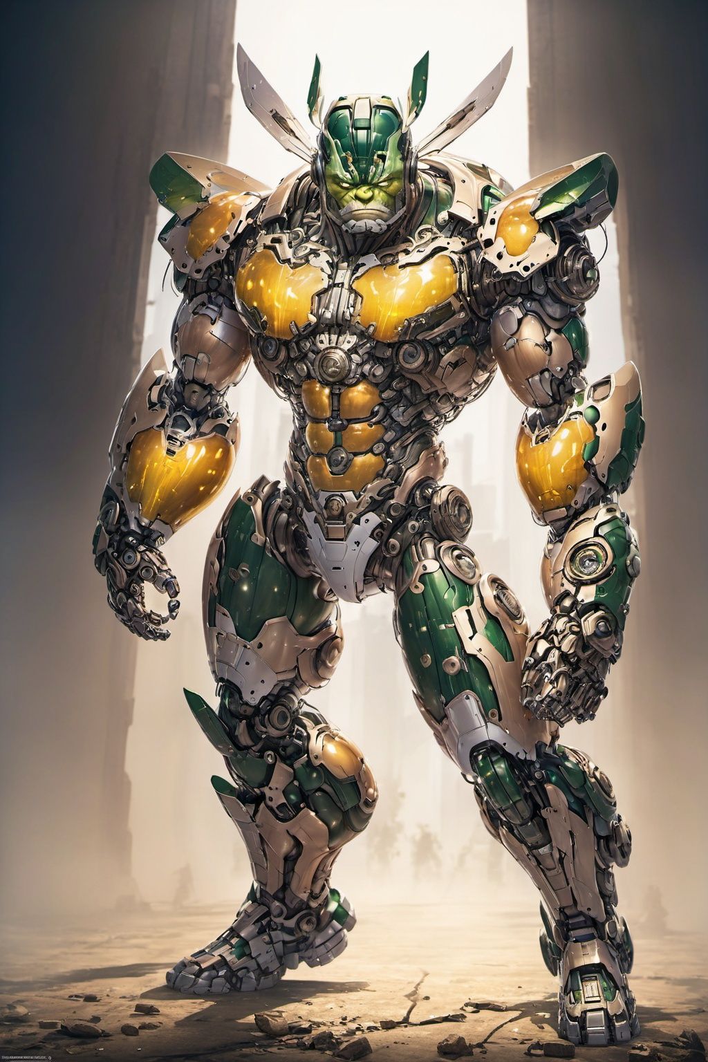 hulk, wearing mecha, full of sense of science and technology,Honey Mecha,  <lora:d6-mecha-000015:1>