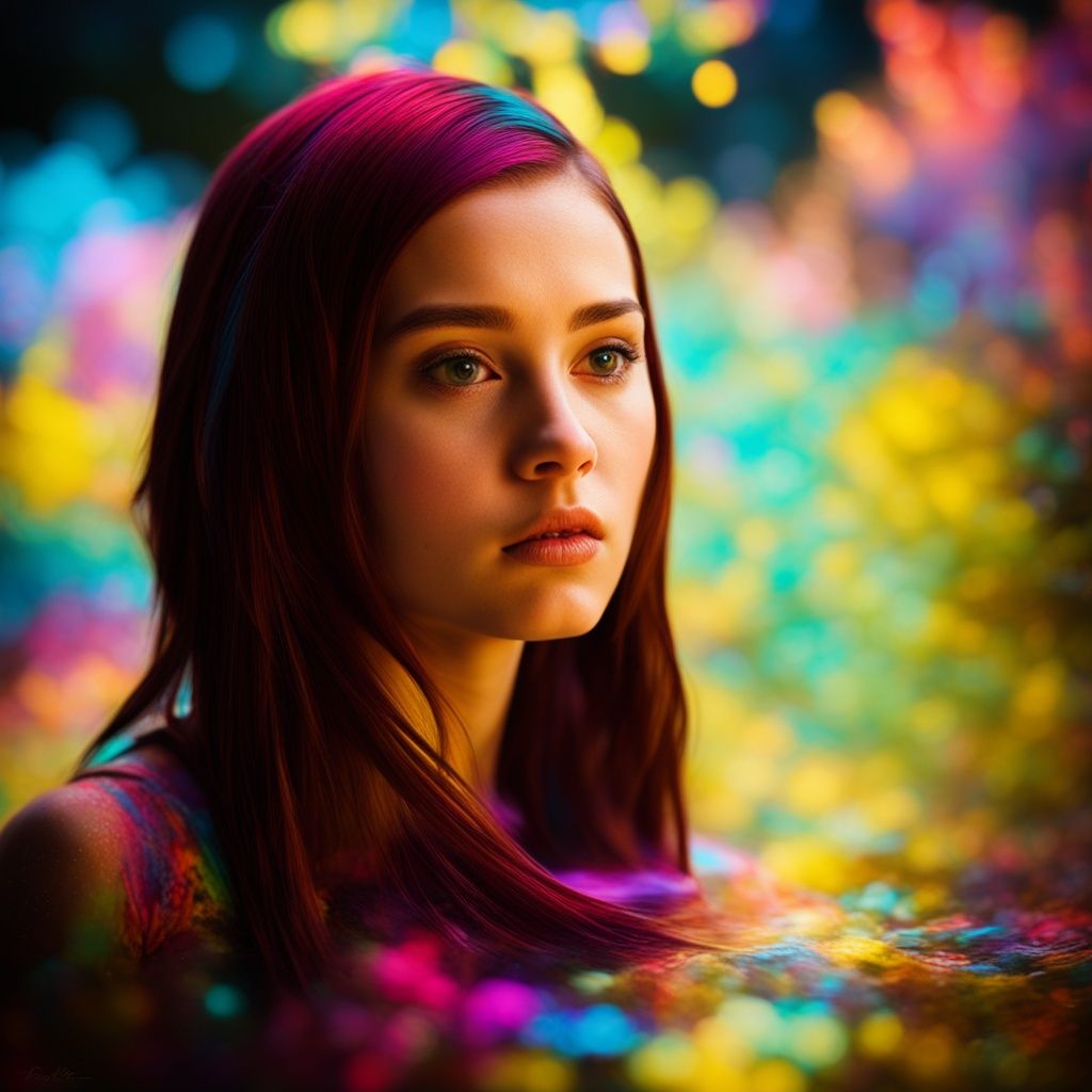 photographic, xs-4d-space,colorful, 1girl,close-up, dark fantasy,