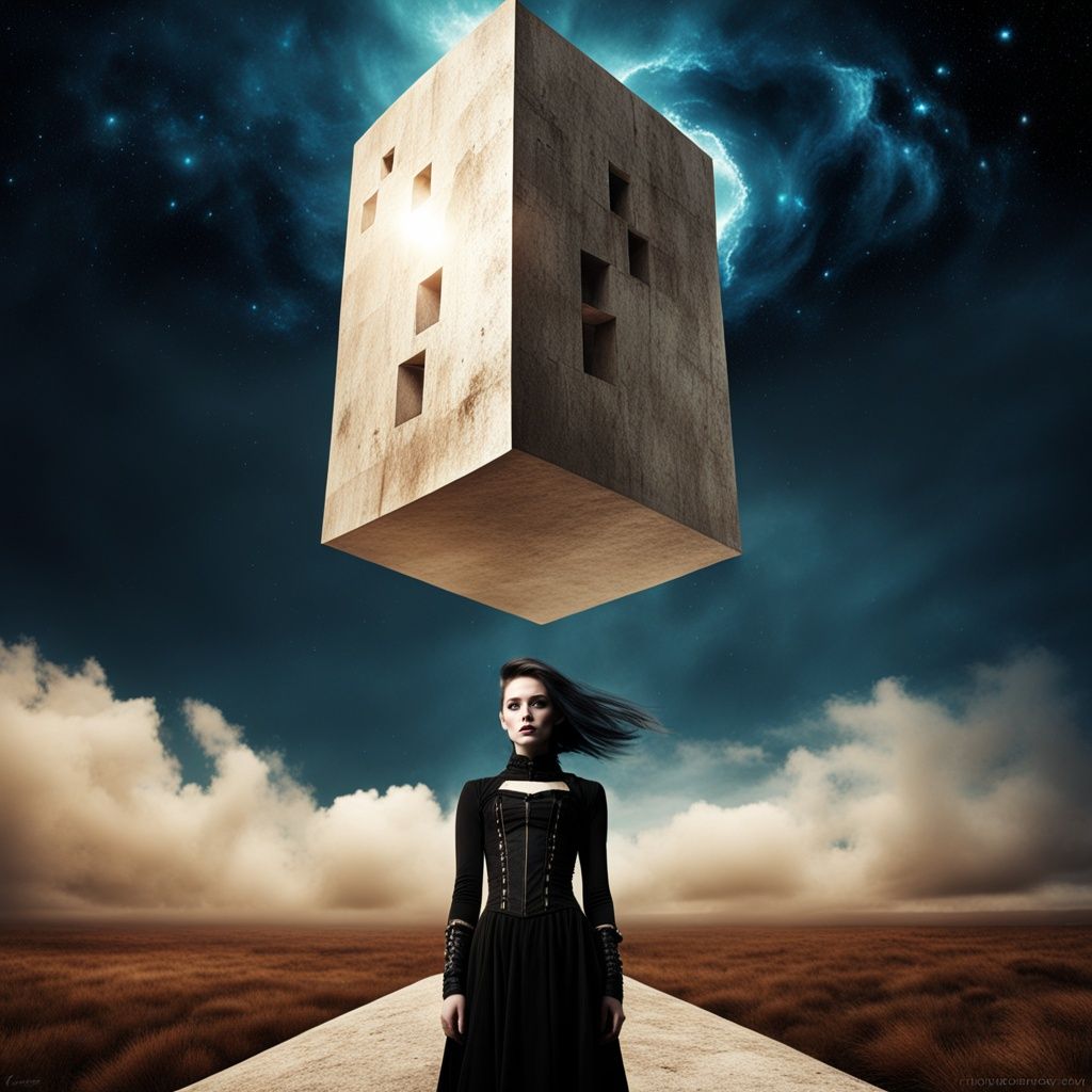 xs-4d-space,scenery,cloud, dark fantasy,  tower, fashion photography, 1girl,face to viewer,