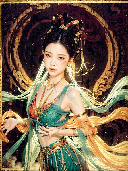 <lora:dunhuang_v20:1>,masterpiece, traditional chinese ink painting, 1 girl, long hair, look at viewer, tease, Spirit, loong, dunhuang_style, dunhuang_cloths, UHD  < <lora:loong2-000015:0.7> <lora:style_dunhuang:0.8>, Dragon horn, A dragon is flying, 4k, best quality, super detail, award winning, high quality, best quality, high details