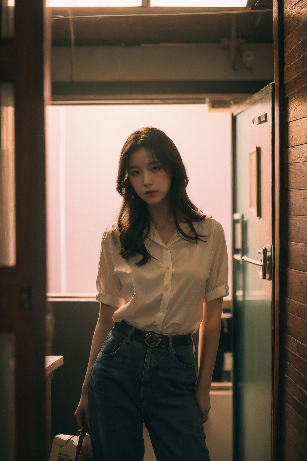 Best Quality,Masterpiece,Ultra High Resolution,(Realisticity:1.4),Original Photo,Cinematic Lighting,1girl,HongKong style,HongKong,<lora:HongKong style v1.0:0.7>,cowboy,