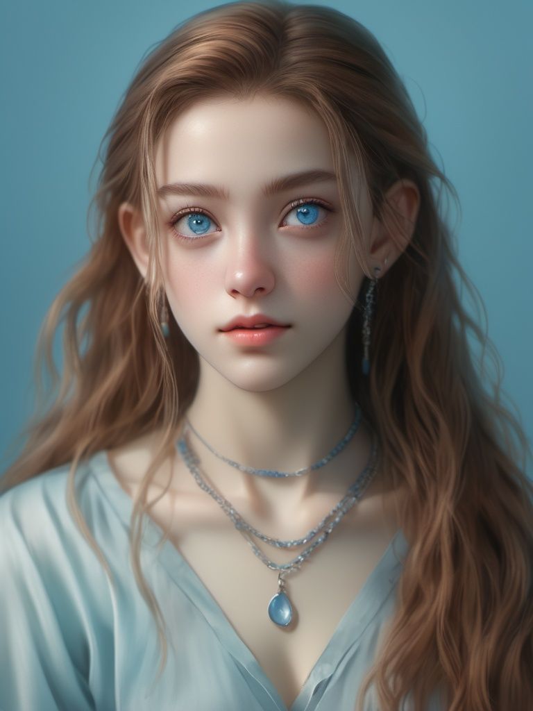 BJ_Oxygen girl,1girl,jewelry,earrings,solo,blue_background,realistic,necklace,long_hair,gradient_background,blurry,gradient,blue_eyes,piercing,nose,looking_at_viewer,forehead,depth_of_field,photo,8k,highly detailed,digital photography,masterpiece,sidelighting,finely detailed beautiful eyes,hdr,realistic,high definition,<lora:Oxygen girl_SDXL1.0:0.7>,