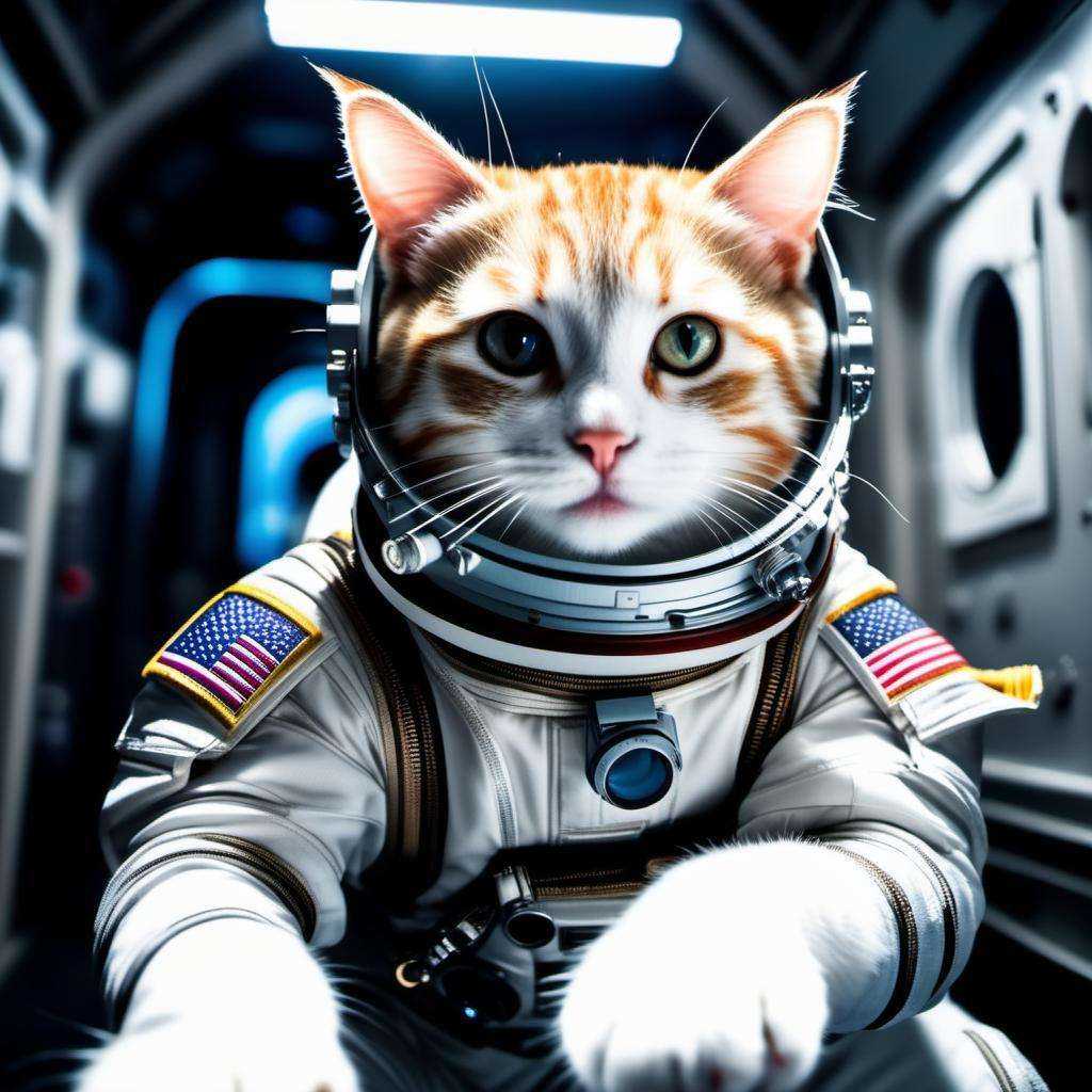 ),  A cute cat,  space suit on Tensor.Art