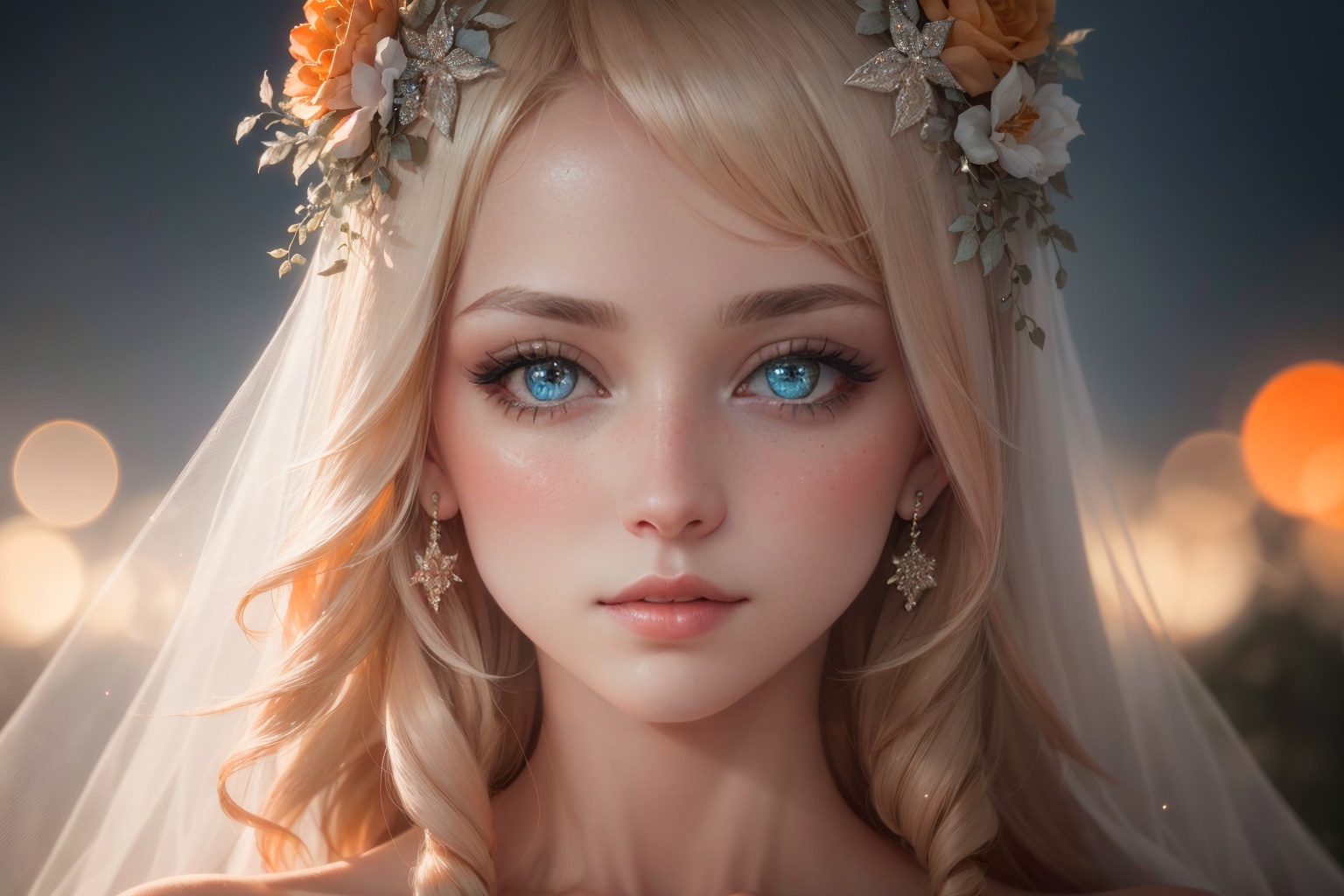 Story,  sparkling beautiful eyes,  blonde hair on Tensor.Art