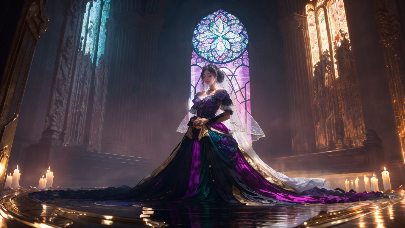((Fairy)),  Story,  bride posing under a (fairy tale) on Tensor.Art