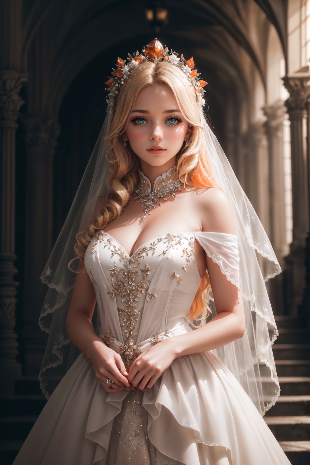 Story,  sparkling beautiful eyes,  blonde hair on Tensor.Art