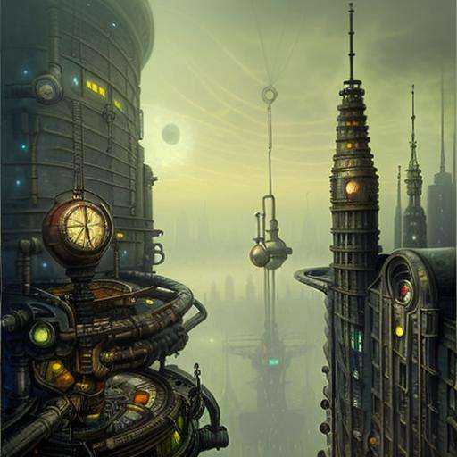 Steampunk futuristic warsaw in 2055 landscape without humans newhorrorfantasy_style on Tensor.Art