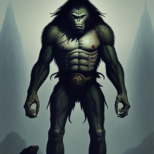 a very tall human-like creature,  long dark hair,  nred eyes on Tensor.Art