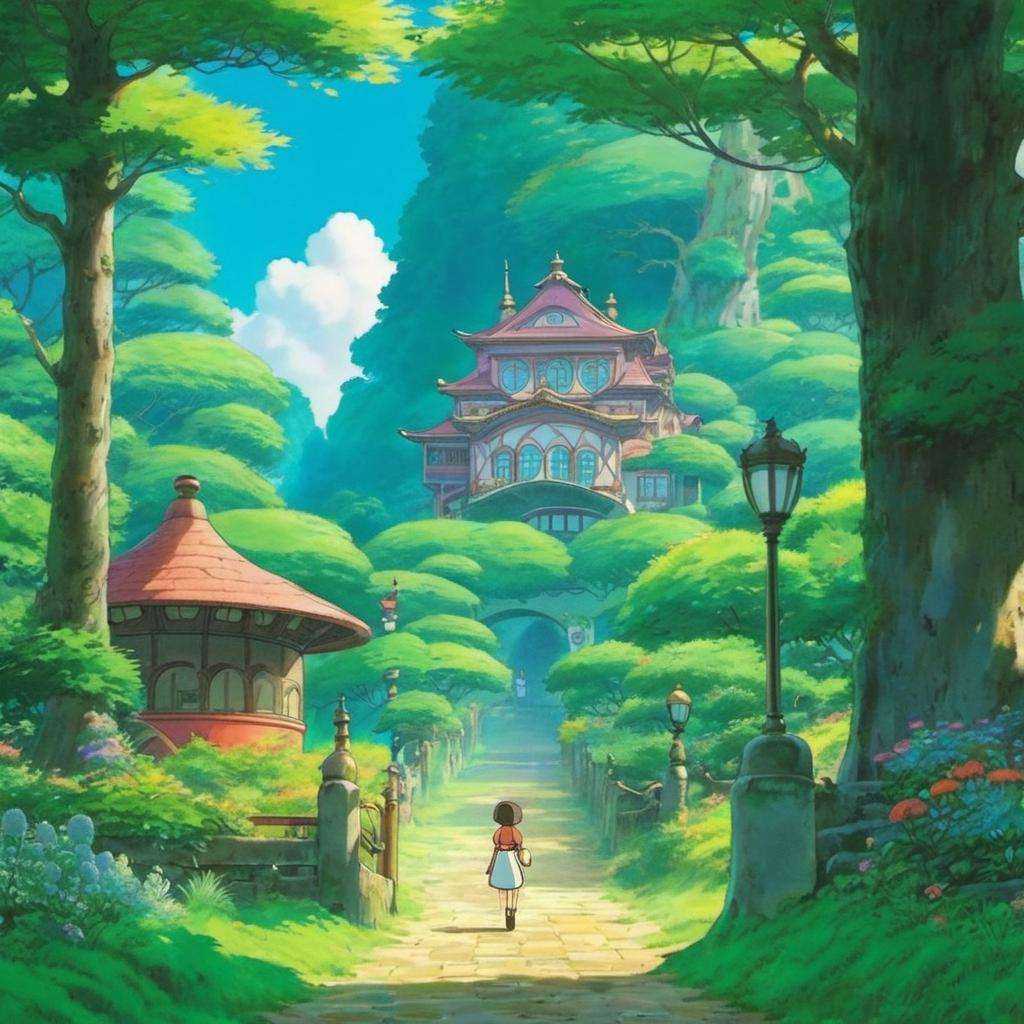background,ghibli, misty world, wonder land and full of fantasy animals but no human