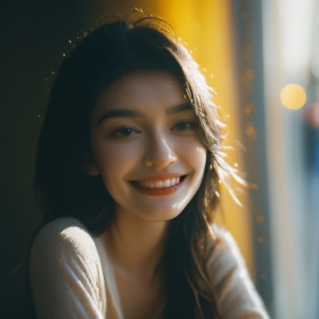 embarrassed, detailed beautiful face, (beside window:1.2), girls, dating in a cafe, cinematic light, smile, sunlight from the window, light aura, bokeh,