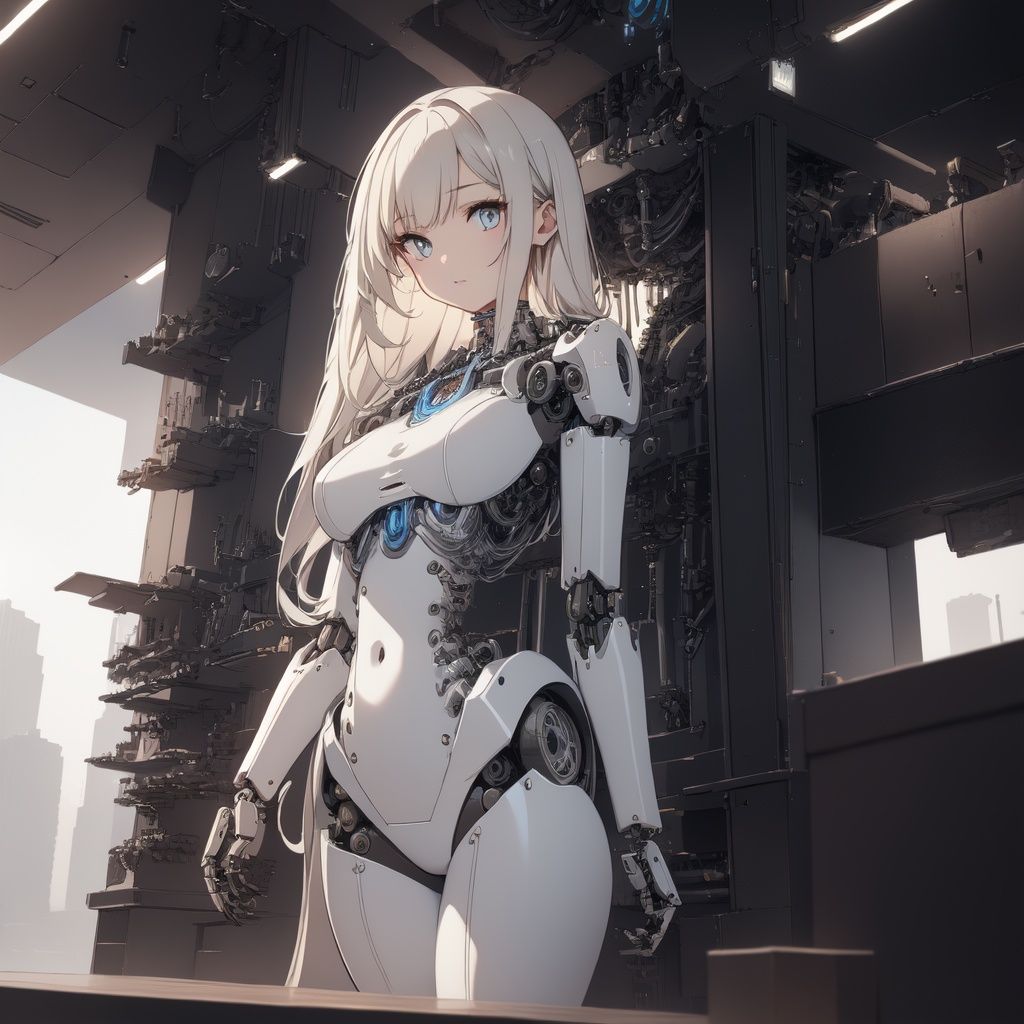 (original) , (very detailed wallpaper) , very detailed illustrations, (1 Girl) , beautiful eyes, (delicate face) , perfect detail,((mechanical parts)), mechanical spine, mechanization, future, wide hips, laboratory, ((mecha)), stylish energy \(module\), repairing,  (best lighting) , (super complex detail) , 4K Unity, (super detailed CG: 1.2) , (8K: 1.2) , lifelike