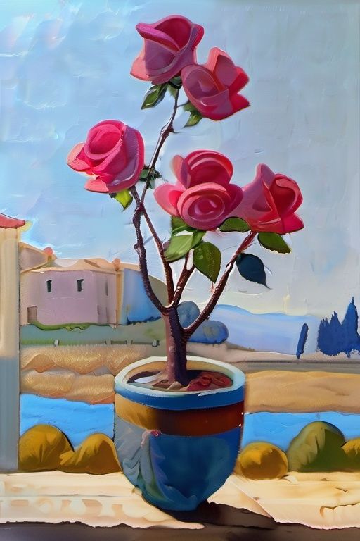 scenery,outdoors,no humans,plant,tree,traditional media,water,day<lora:jianzhu:0.75>,oil_painting,master painting,realistic photo,masterpiece,highest quality,high quality,cute,highres,still life painting,rose,morandi abstrace,thick bruh strokes
