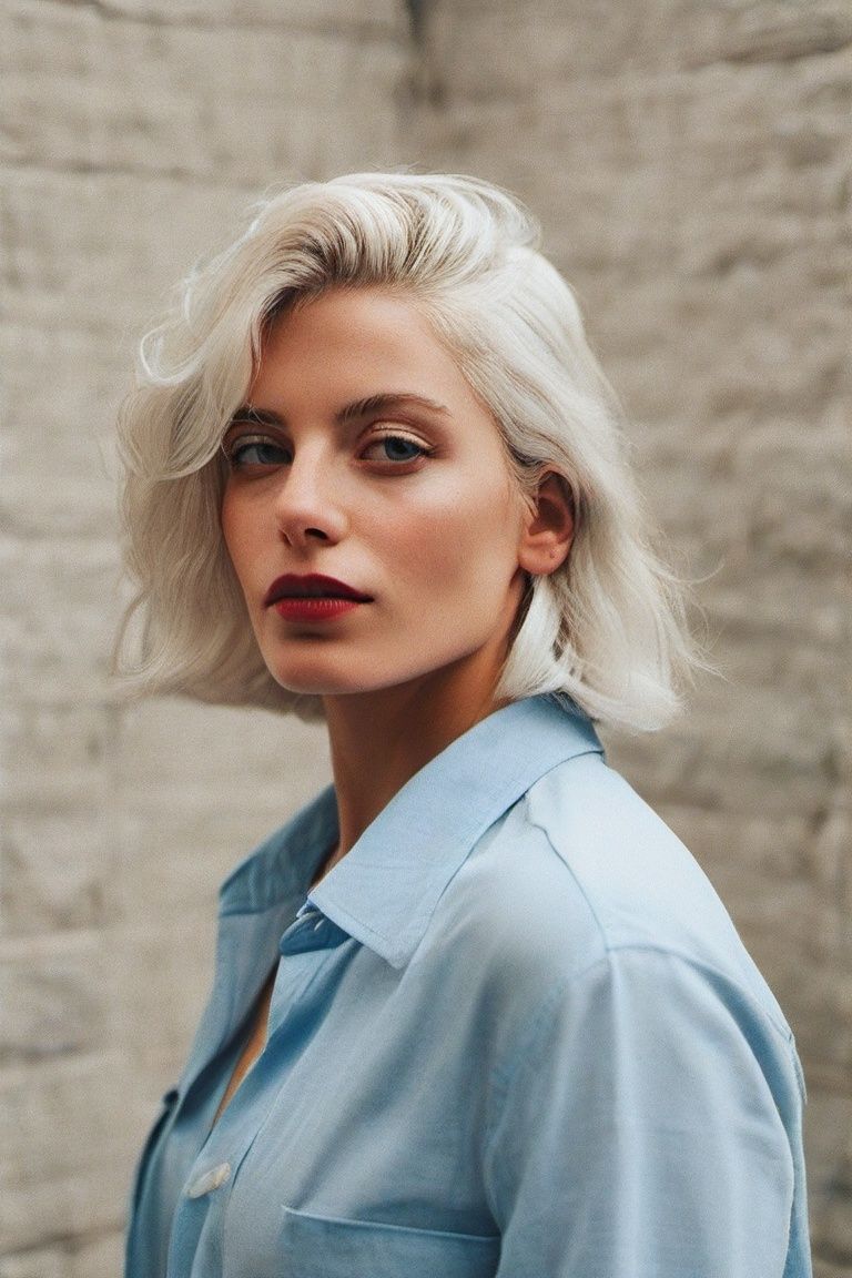 Pure white hair,  blue eyes,  short hair on Tensor.Art