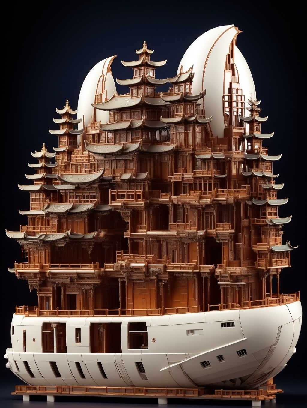 ((masterpiece)), ((best quality)), 8k, high detailed, ultra-detailed,chinese style, science fiction, fantasy, buildings,  <lora:xs-nutcarving_V3:0.7>