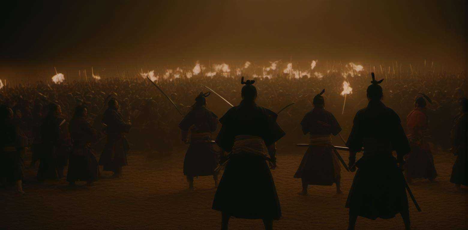 cinematic shot,  epic samurai battle,  night on Tensor.Art